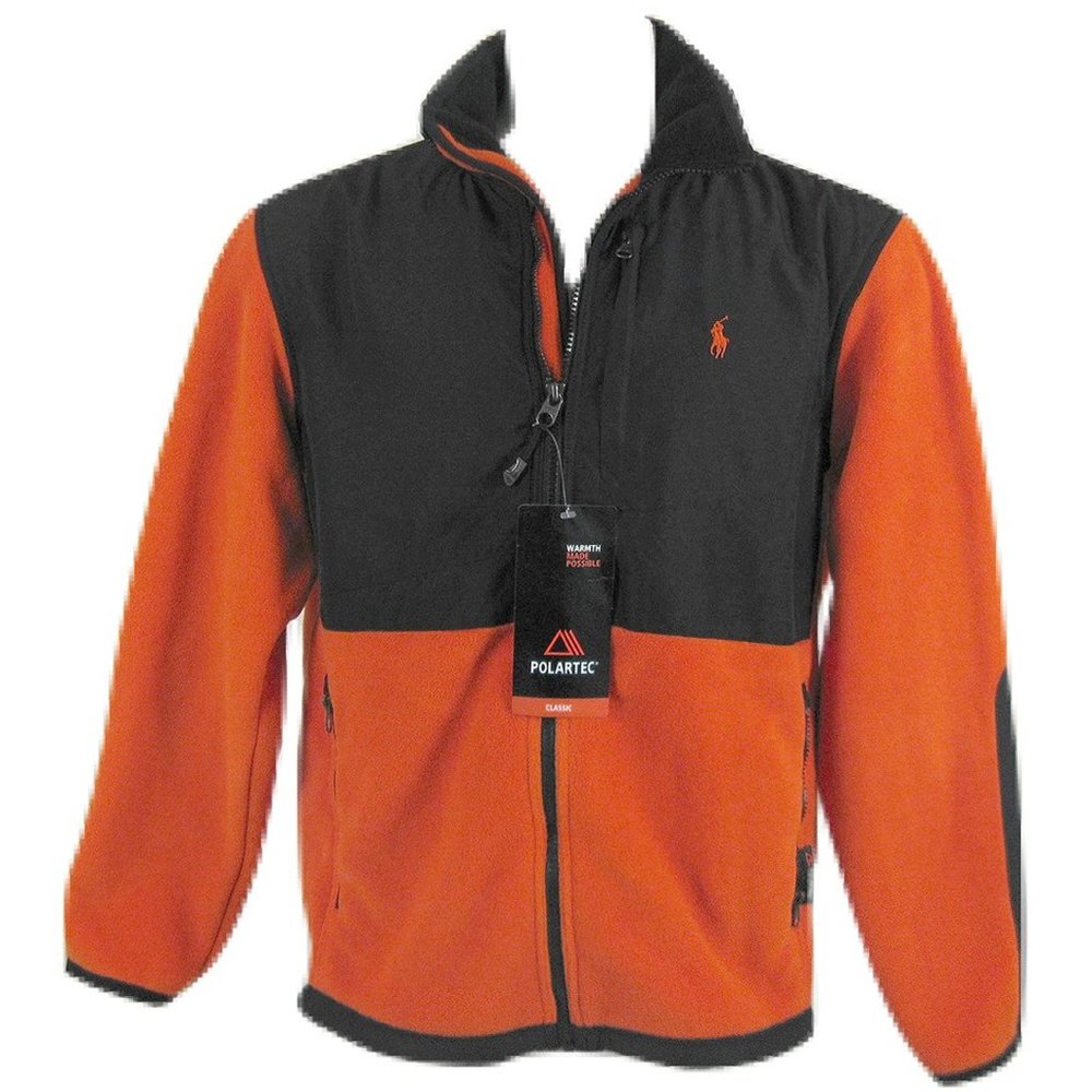 NEW Polo Ralph Lauren Polartec Classic Fleece Jacket!  Medium  Orange  Heavier